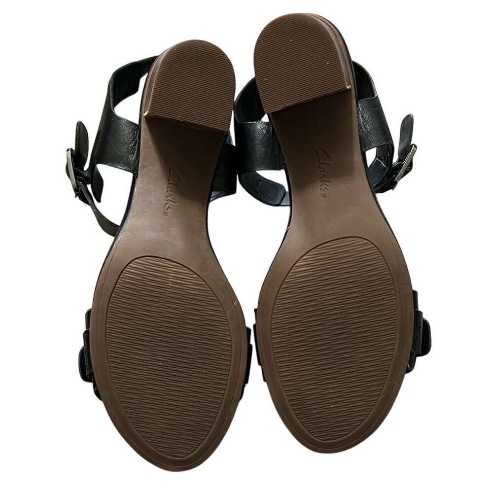 Clarks Black Leather Block Heels - Picture 5 of 9